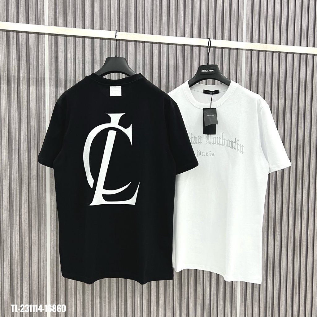 2023 Áo Thun LV Louboutin ft Chirtian SS23 Nan Nữ In in chữ Luôn Vui Tươi