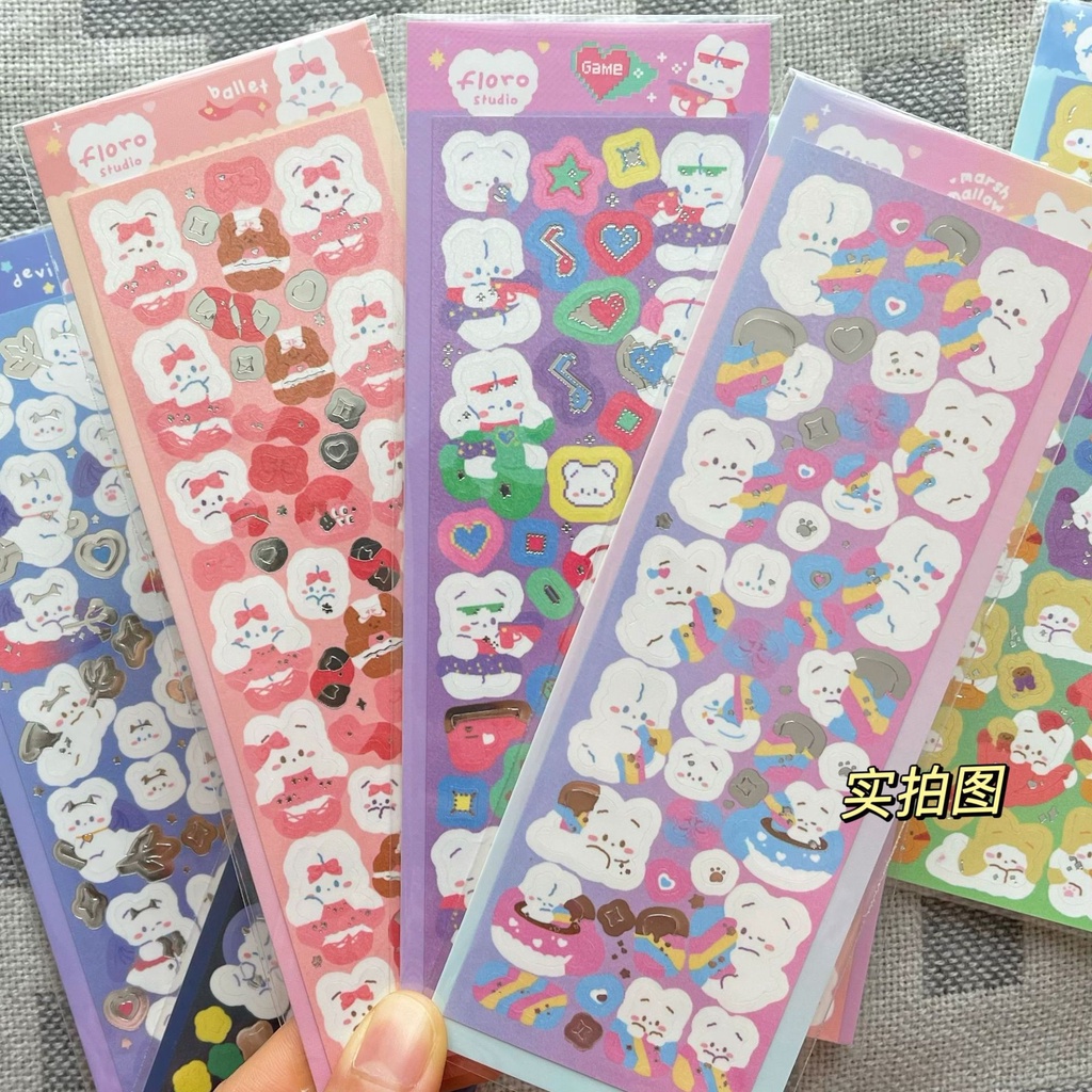 Zanmo hình dán sticker thỏ gấu hàn quốc kim tuyến laser dễ thương