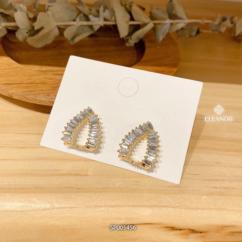 Bông tai nữ chuôi bạc 925 Eleanor Accessories hình tam giác đính đá phụ kiện trang sức 5456