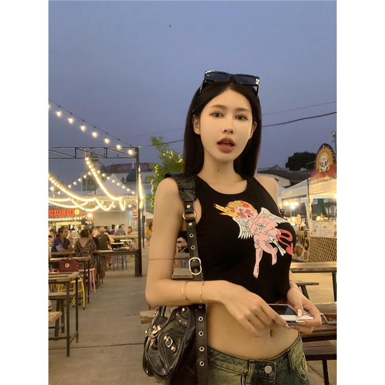 QKOOLE  Áo Croptop Sát Nách Dáng Rộng Thời Trang Đi Biển Mùa Hè Cho Nữ