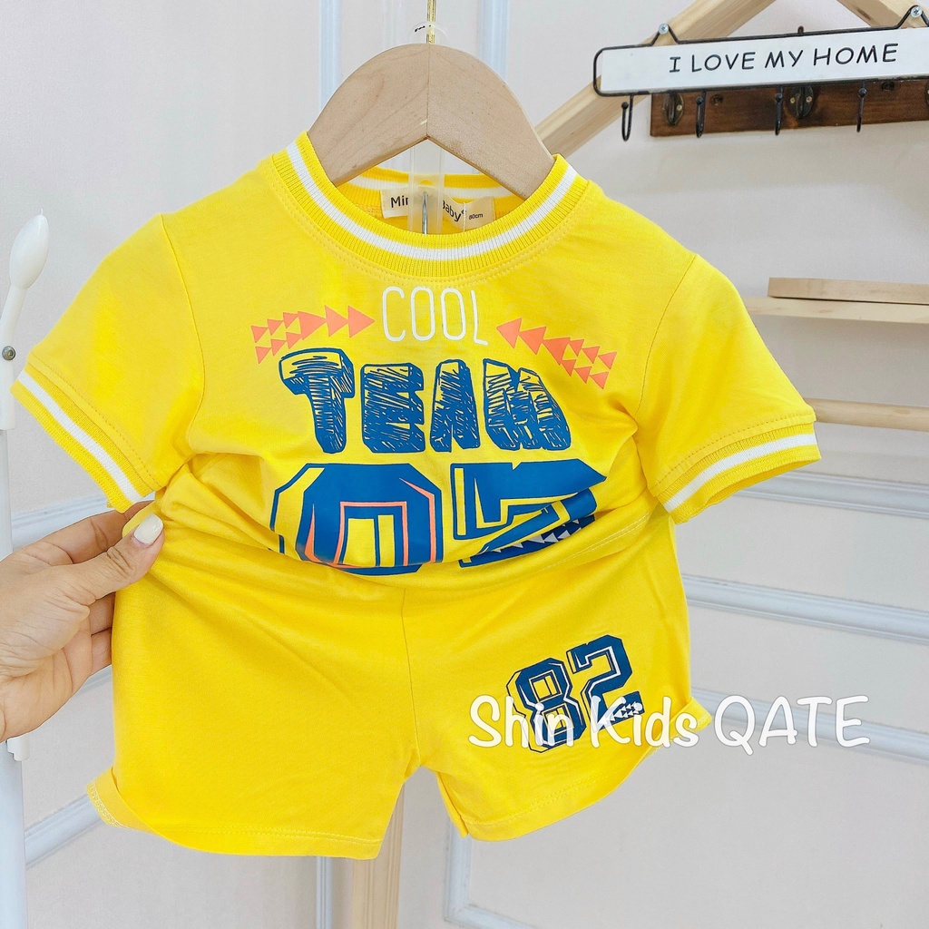 Full Size  Bộ Cộc Tay Thể Thao Thun Lạnh Phối Bo Dệt Dành Cho Bé