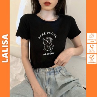 Áo Croptop Thun Nữ LALISA Tay Ngắn Kiểu Ôm Body Đẹp Thiết Kế Hàn Quốc Áo Crt Jennie Hai Màu Trắng Đen AOE19
