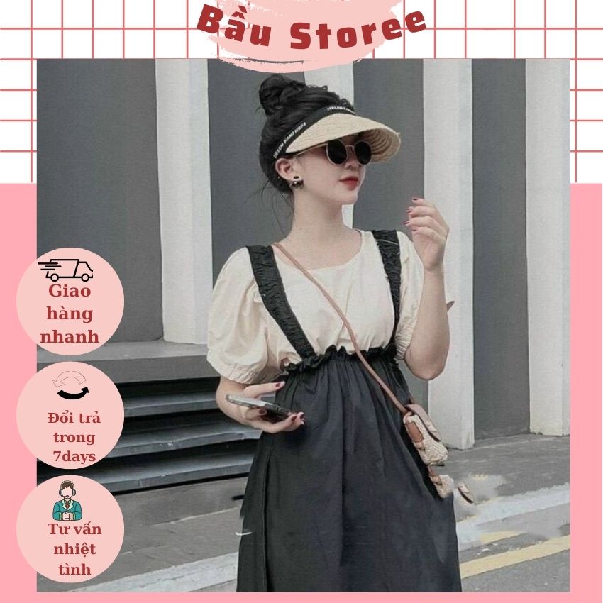 SÉT VÁY BẦU YẾM CHUN ĐẸP HIT HOT MÙA HÈ- ĐẦM BẦU YẾM XINH CỘC TAY TRẺ TRUNG DÁNG MAXI (ÁO RỜI)