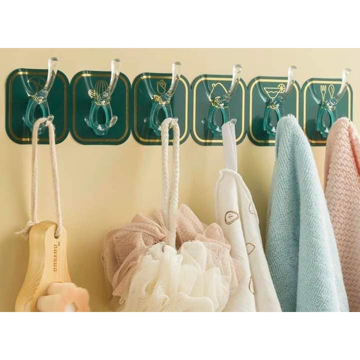 Thanh 6 móc dính tường đa năng nhiều màu sắc ( màu ngẫu nhiên )