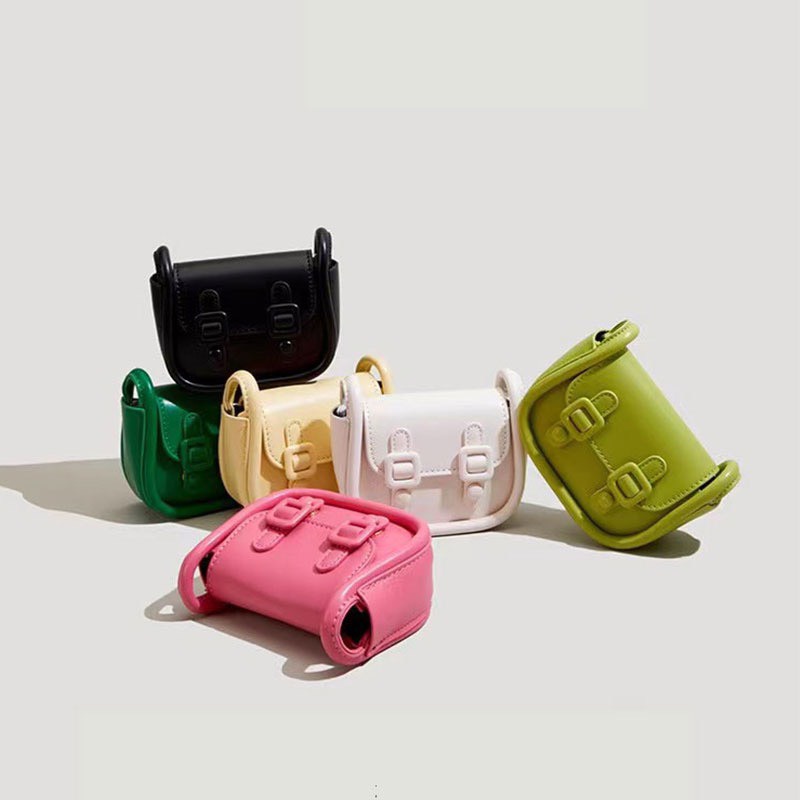 Túi đeo chéo nữ mini niche 2 nút dáng vuông màu pastel