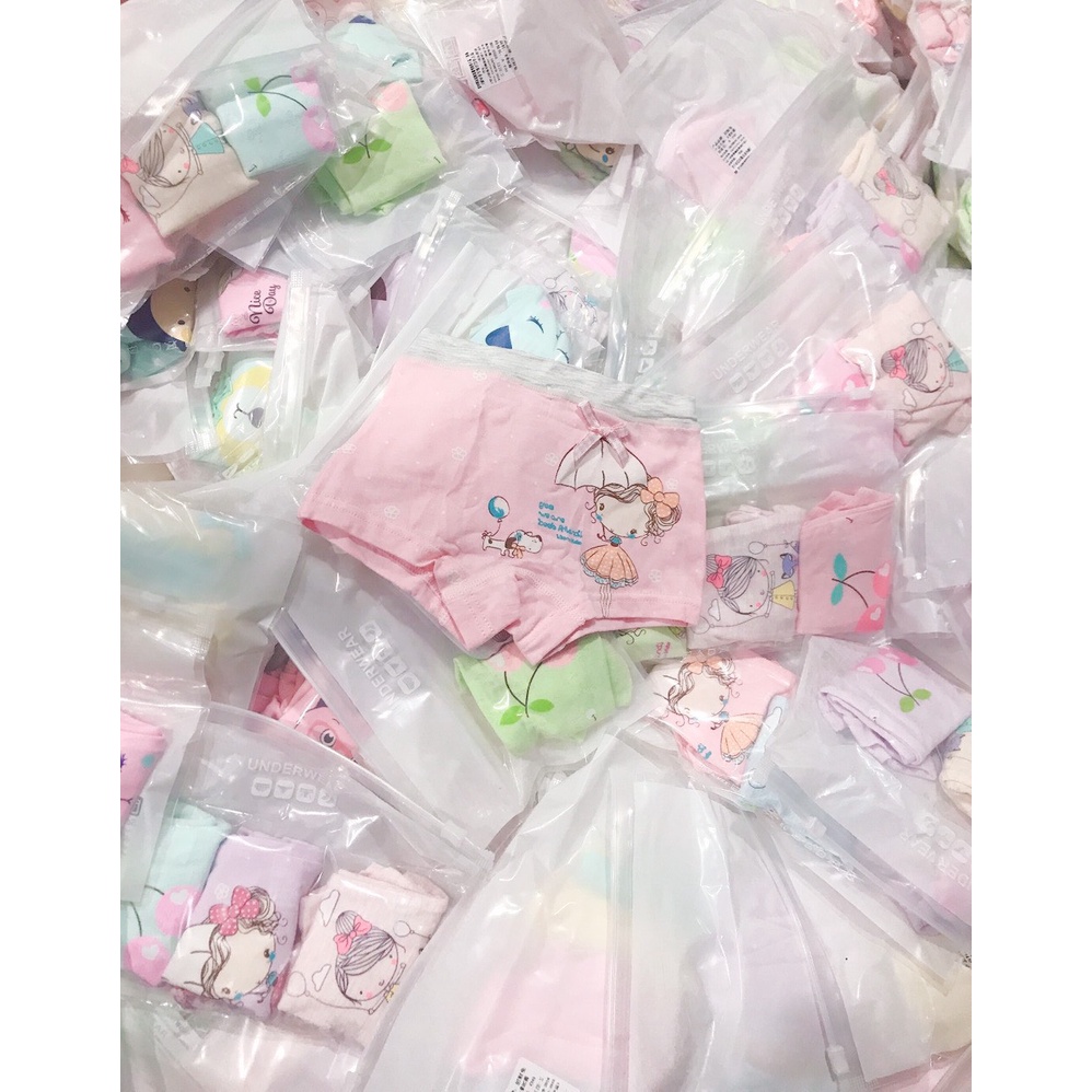 Set 3 quần chip bé gái chất cotton cao cấp cho  bé từ 8-30kg