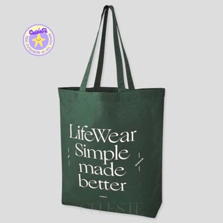 Túi tote eco xanh rêu vải canvas - celeste