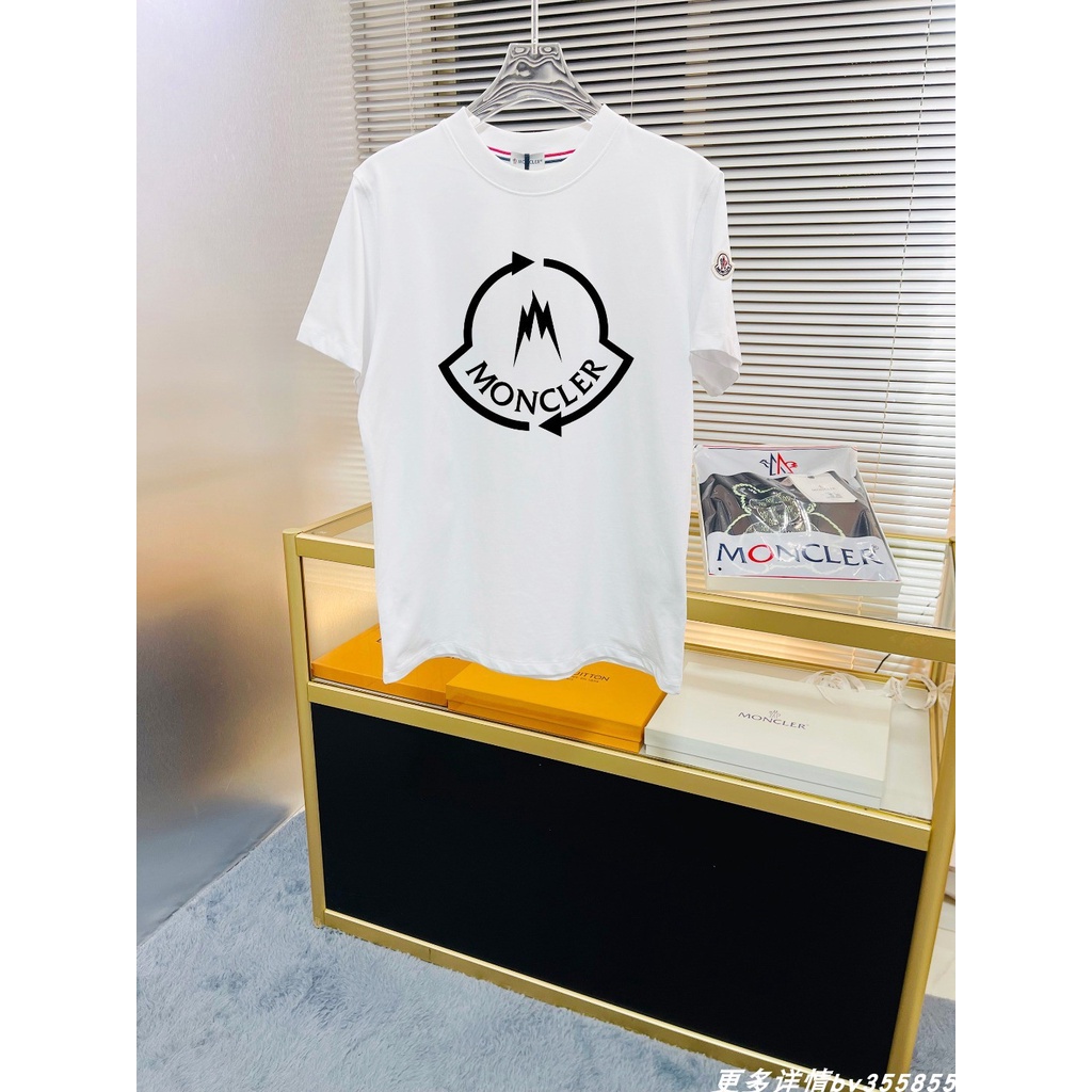 Áo Thun Tay Ngắn Cổ Tròn In Logo Moncler Trẻ Trung Hợp Thời Trang Cho Nam