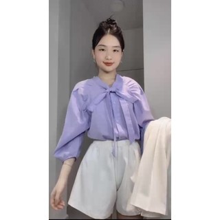 Sét Áo Kiểu Sơ Mi Kiểu Xinh Xắn ( Quần phom Rộng Siêu Dễ Thương )