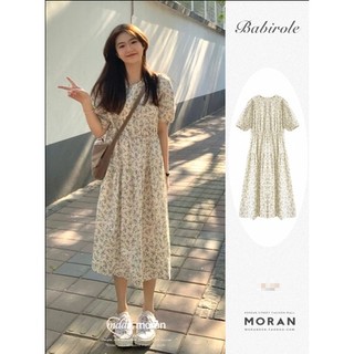 (ORDER) Váy cộc tay hoa nhí MORAN dáng dài xòe rộng babydoll đáng yêu vintage nhẹ nhàng mùa hè