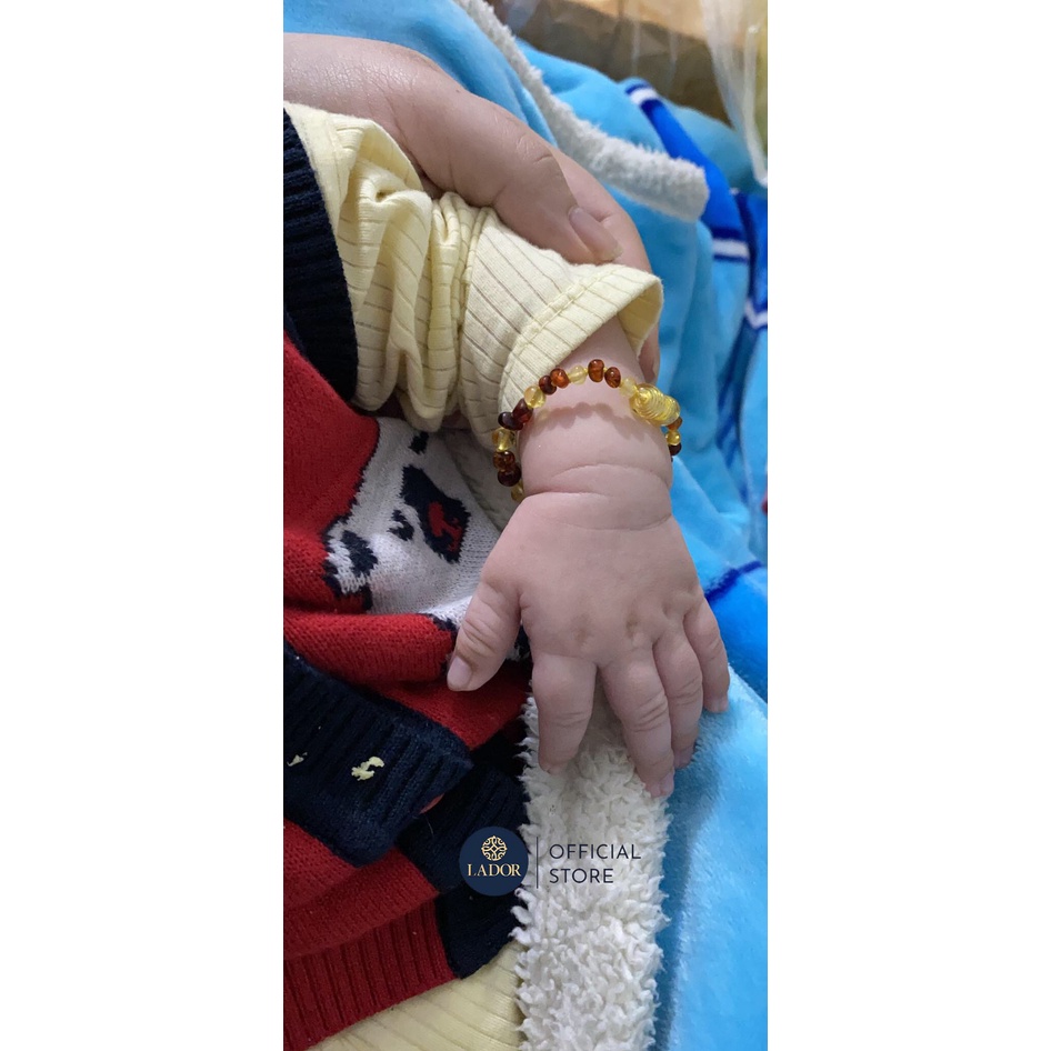 Vòng tay Amber hạt tròn tự nhiên cho bé - Trang sức Lador - LD00019