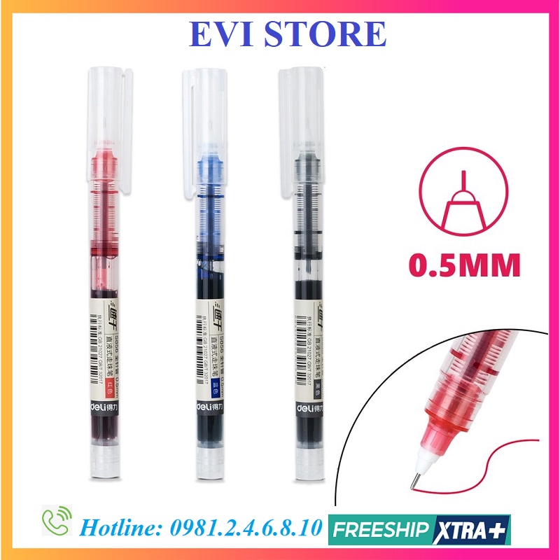 Bút bi nước bút gel - bút lông kim viết thư pháp - Ống bút liền mực 0.5mm Deli S856