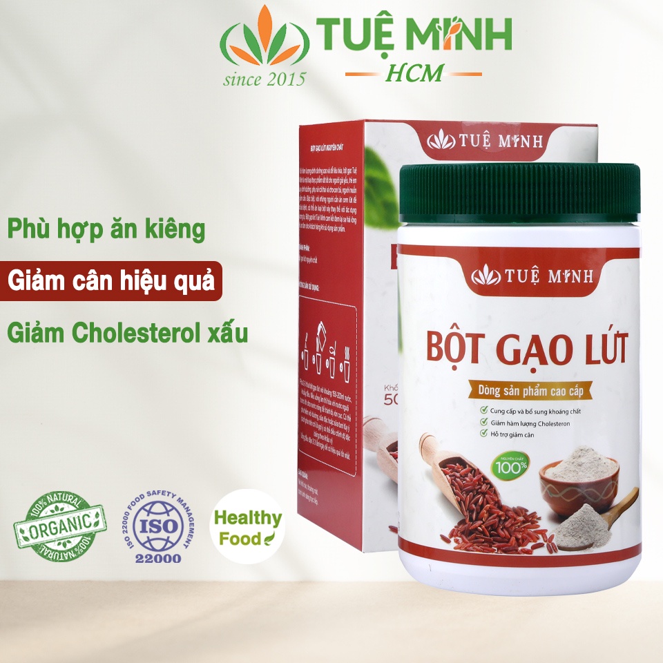 Bột gạo lứt giảm cân Tuệ Minh, gạo lứt đỏ huyết rồng nguyên chất phù hợp ăn kiêng