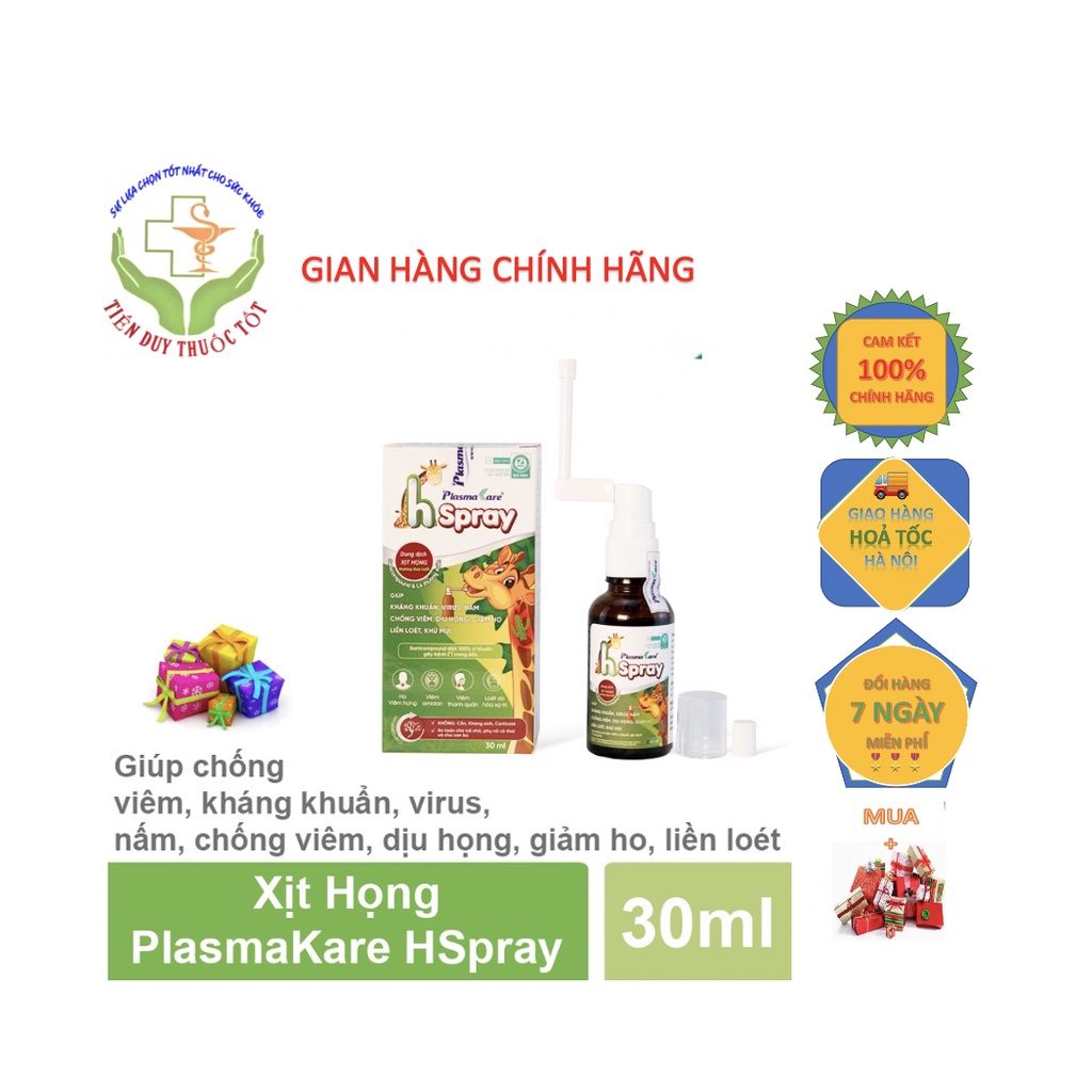 Xịt họng trẻ em Plasmakare H spray - Xịt họng con hươu,giảm ho,đau họng, cho bé từ 6 tháng tuổi