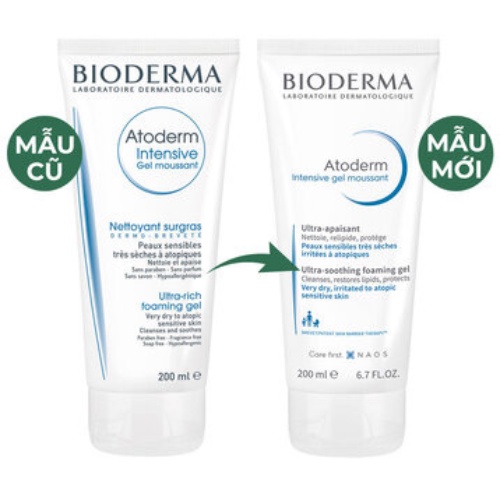 Bioderma Gel Rửa Mặt Làm Sạch Cho Da Rất Khô Và Viêm Da Cơ Địa Atoderm Intensive Gel Moussant 200ml