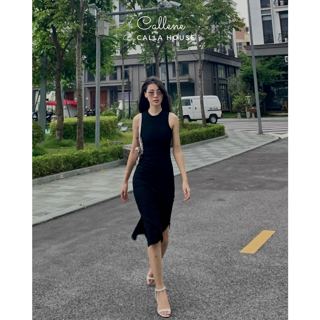 Đầm body xẻ tà sát nách chất thun gân đanh mịn cao cấp tôn dáng