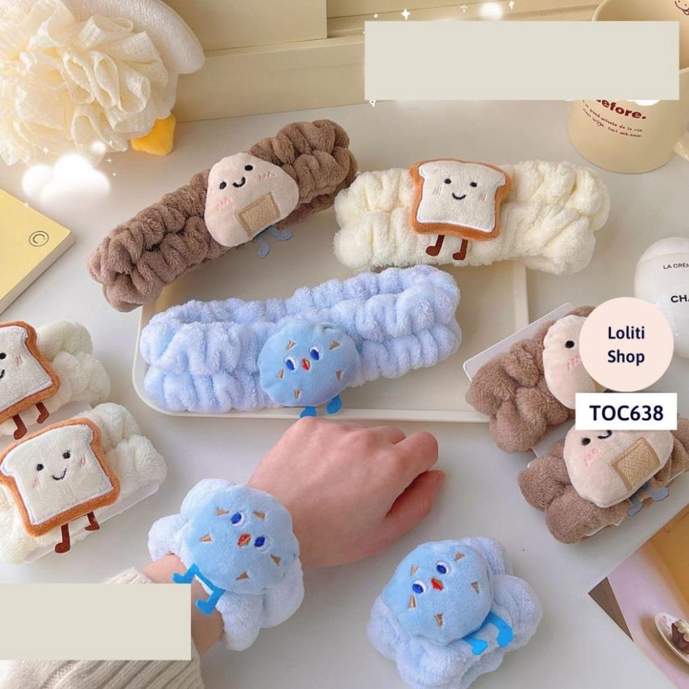 Băng đô rửa mặt, dây đeo cổ tay hoạt hình phong cách Hàn Quốc dễ thương cho nam và nữ LOLITI TOC638
