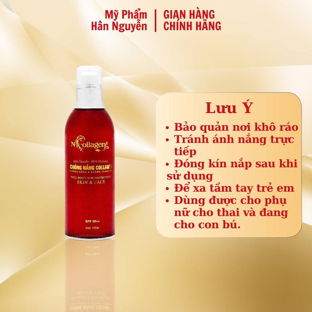 Kem chống nắng HA dưỡng trắng da thích hợp cho da dầu Ncollagen Hân Nguyễn 150ml 8938526572263