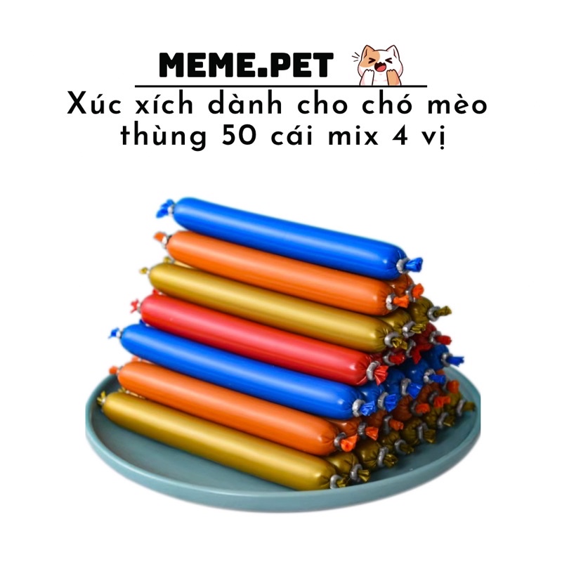 THÙNG XÚC XÍCH MIX 4 VỊ CHO CHÓ MÈO ( 50 cái )