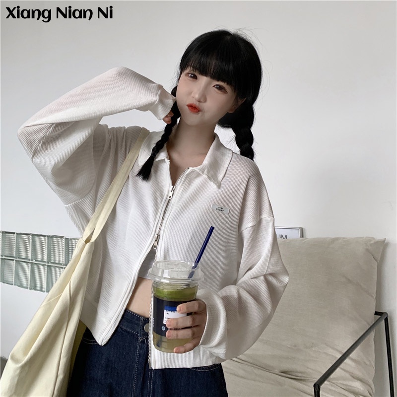 Áo khoác Xiang Nian Ni khóa kéo tay dài thời trang cá tính dành cho nữ