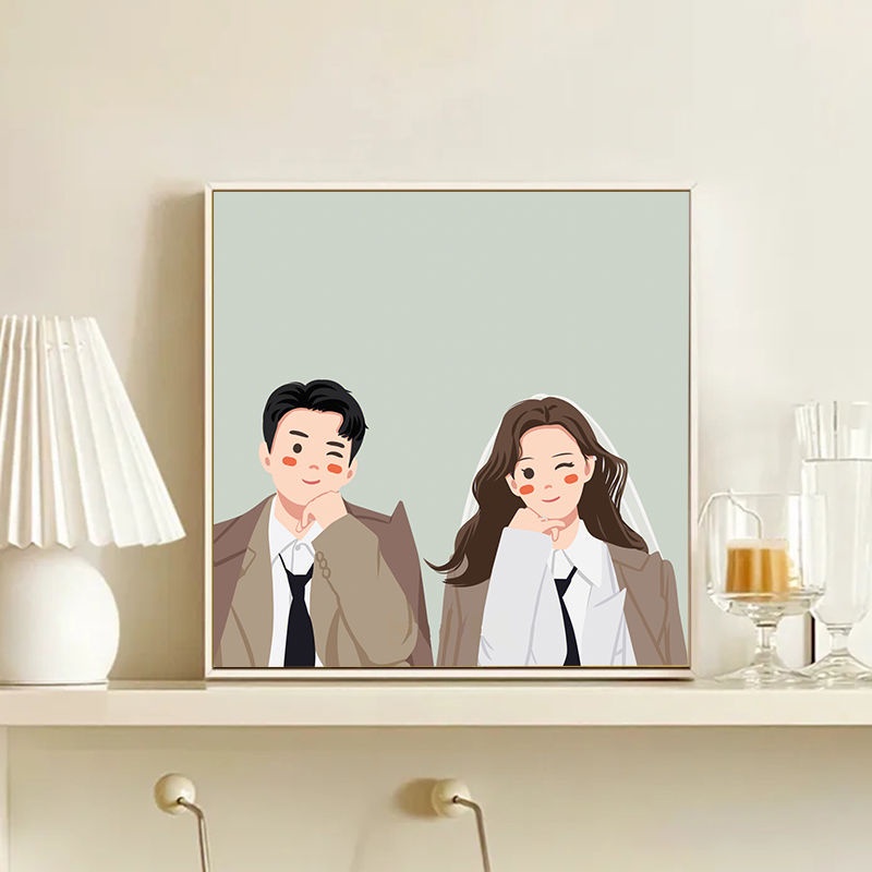 Tranh Tô Màu Sơn Dầu Cặp Đôi 30x30cm Qùa Tặng Bạn Trai Bạn Gái Ngọt Ngào Gắn Kết Treo Tường Phòng Khách Phòng Ngủ