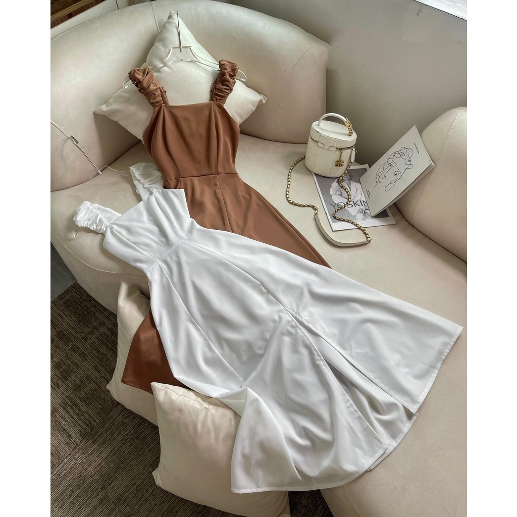 Váy maxi xẻ chân đan dây lưng