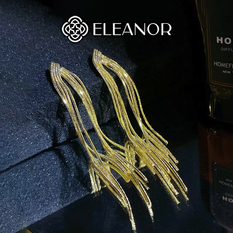 Bông tai nữ chuôi bạc 925 Eleanor Accessories dáng dài sợi tua rua phụ kiện trang sức 5389