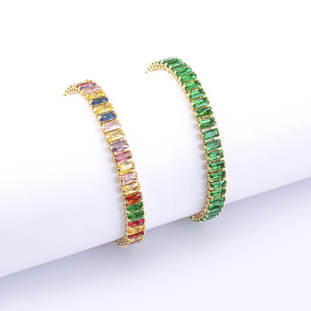 Vòng cổ Mặt Chữ Nhật Đính Đá Zircon Nhiều Màu Sắc Cổ Điển Có Thể Điều Chỉnh Cho Nam Và Nữ