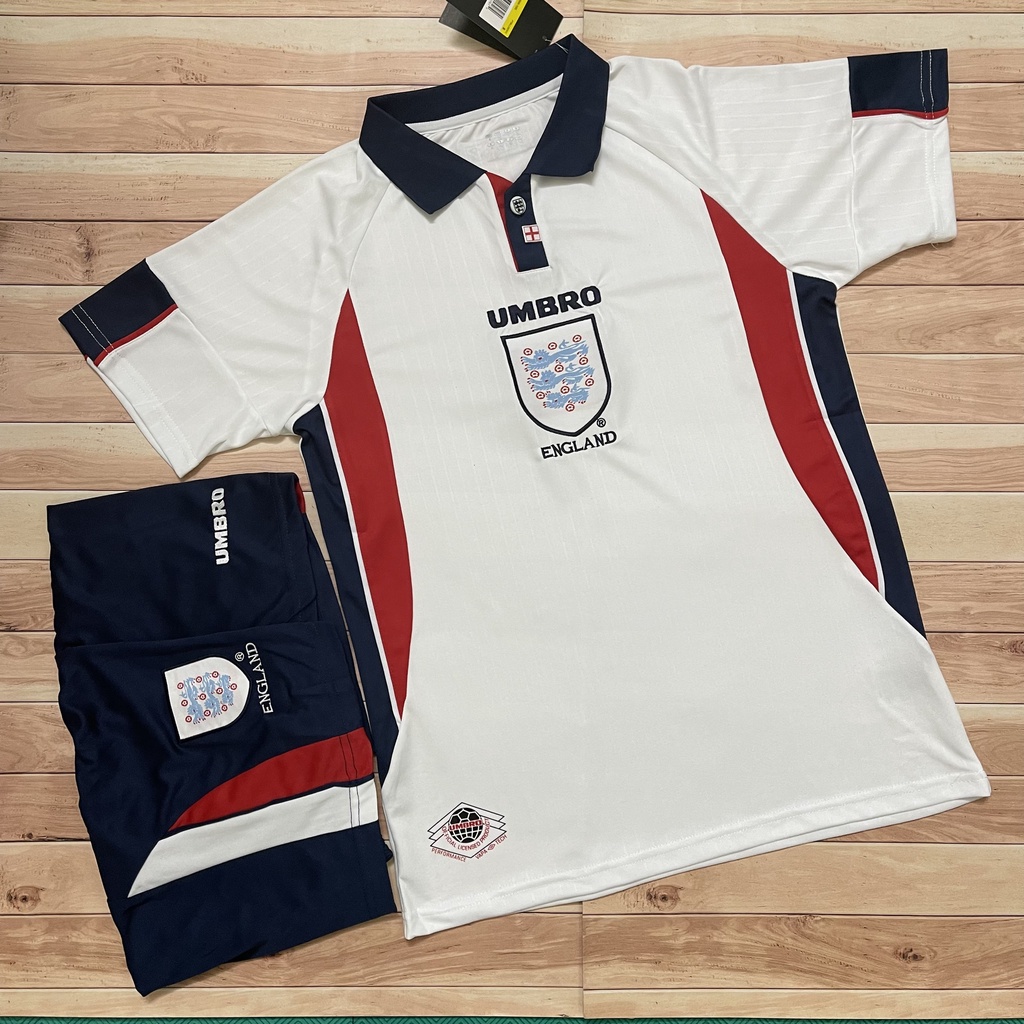 Áo Bóng Đá, Áo Đá Banh Đội Tuyển Anh 1998 - Chuẩn Mẫu Thi Đấu - Vải Polyester Gai Thái Cao Cấp