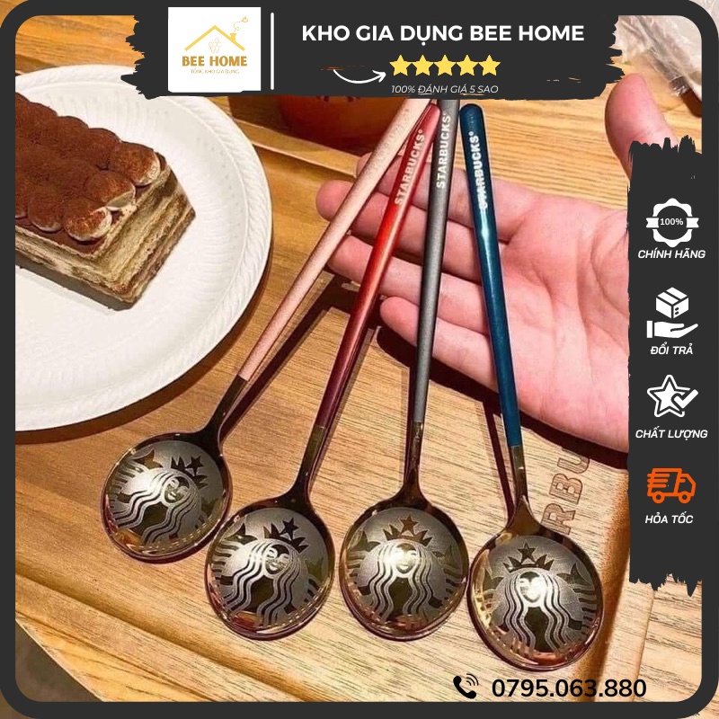 Thìa Inox 304 Stabucks Set bộ 4 thìa chống rỉ hot hit Muỗm inox chất lượng Thìa uống cafe