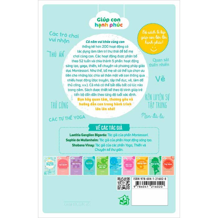 Sách - Giúp Con Hạnh Phúc - Cả Năm Vui Khỏe Cùng Con - 52 Tuần Với Các Hoạt Động Vui Chơi Và Thư Giãn (Trẻ)