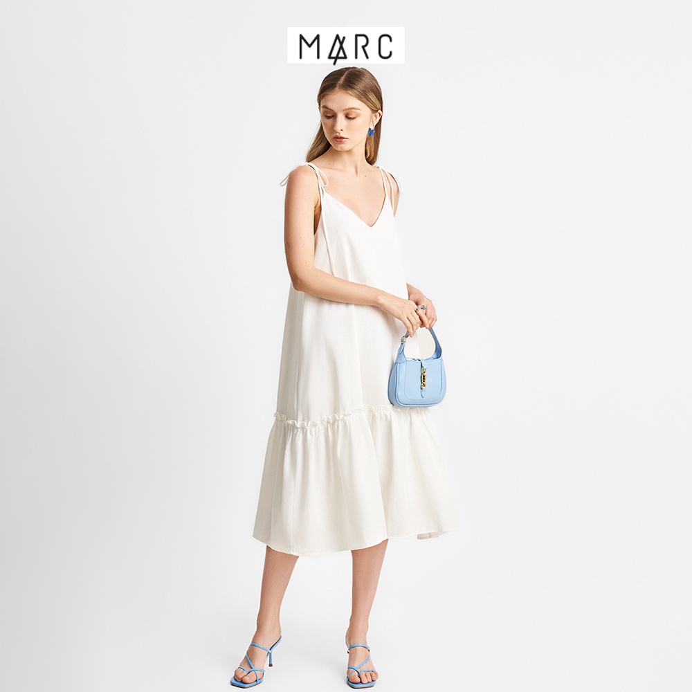 Đầm nữ MARC FASHION linen midi 2 dây xẻ V CBLH049222
