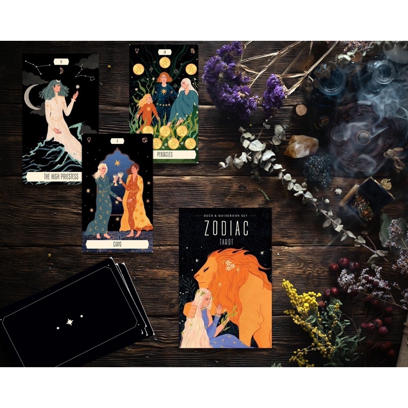Bộ bài Zodiac Tarot Deck & B oo k Set by Cecilia Lattari  chiêm tinh 12 cung hoàng đạo