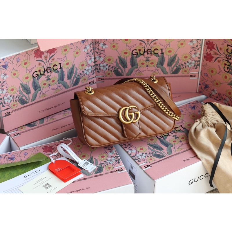 Túi Xách Gucci Marmont Nâu Size 22/26  -  By Willow.luxury