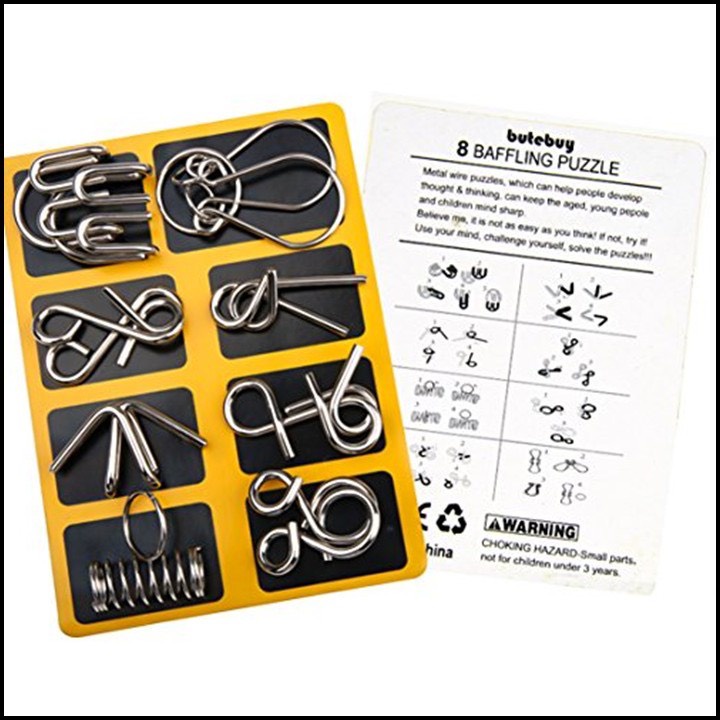 Bộ móc khóa IQ combo 8 15 18 30 món đồ chơi trí tuệ Nhật Bản Metal Puzzle gỡ rối vòng sắt thông minh
