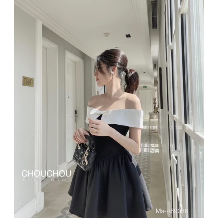 Đầm nữ váy dự tiệc trễ vai phối bèo trắng sexy chuẩn form (Kèm ảnh thật) | BigBuy360 - bigbuy360.vn