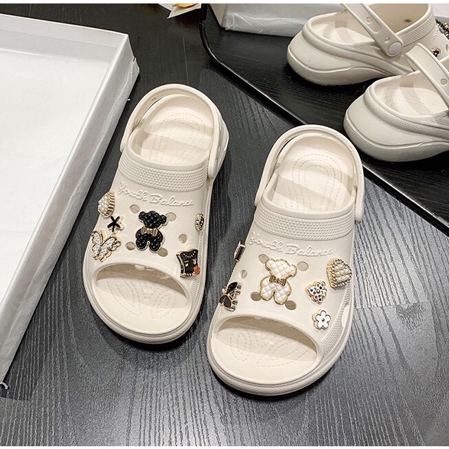 Dép Cross Đế EVA Cao 4cm Hàng QC 2023, Sục Nữ Siêu Nhẹ Gắn Kèm Sticker