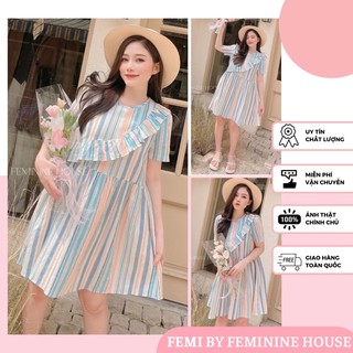 Đầm Sọc Linen, đầm babydoll, váy suông babydoll, đầm suông xinh, váy kẻ