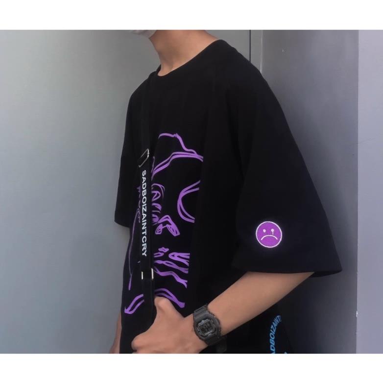 Áo Thun SAD BOIZ SAD SAD STORY Logo Thêu mạt Cười Full Tag Vải Unisex Nam Nữ
