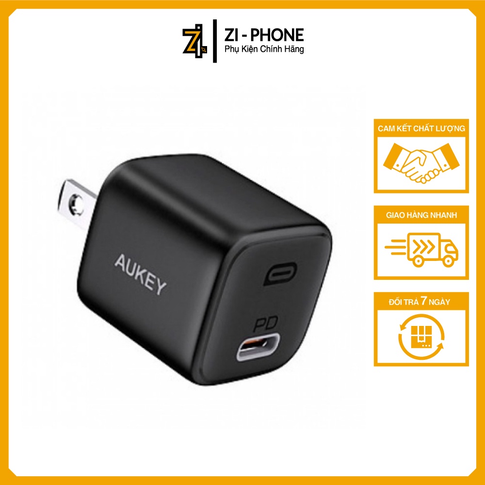 Củ sạc Aukey PA-B1 PD 20W chân thẳng không gập US, chân tròn EU
