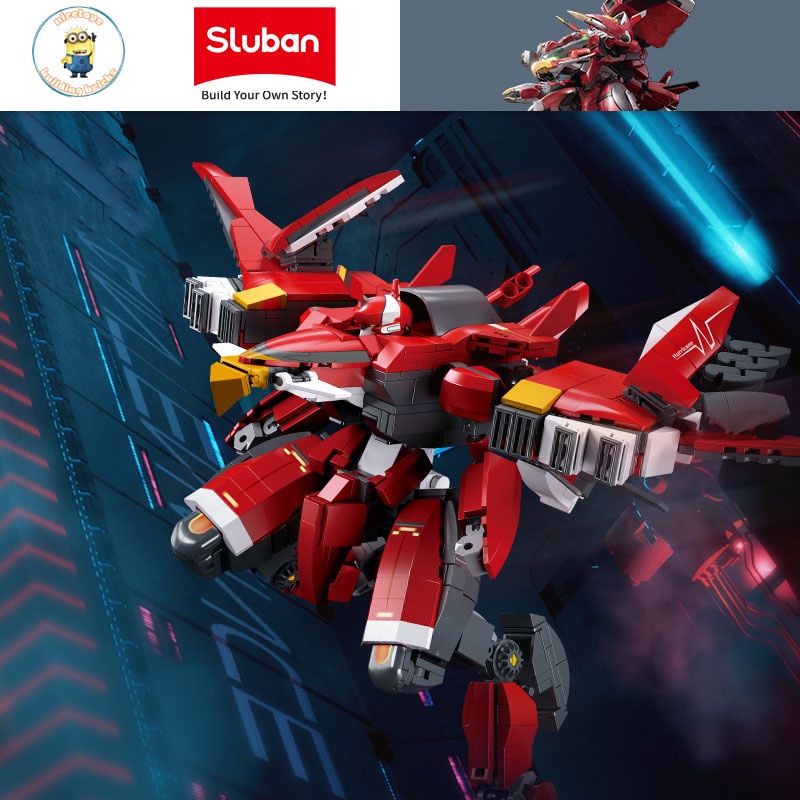 Đồ Chơi Lắp Ráp Kiểu Lego Mô Hình Robot Biến Hình Chiến Đấu Mecha City Alpha Sluban M38-B1139, B1150 Với 1000+ Mảnh Ghép