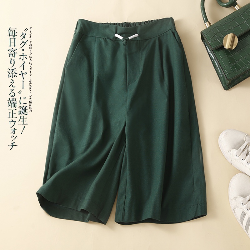 🇻🇳có sẳn hàng🇻🇳 Quần ngắn ống rộng bằng vải lanh cotton cho nữ mùa hè năng động