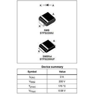 STPS2200U Diode Schottky 2A 200V SMB (DO-214AA)