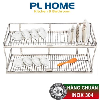 Kệ chén đa năng inox 304 2 tầng treo tường - bản inox dày cứng có nhiều kích thước