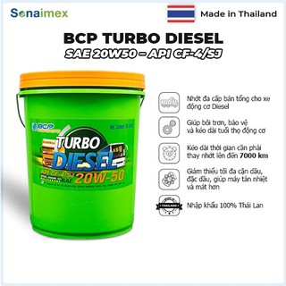 Nhớt động cơ diesel/nhớt ô tô máy dầu bcp thái lan turbo diesel 15w40/20w50 cf4/sj xô 18 lít