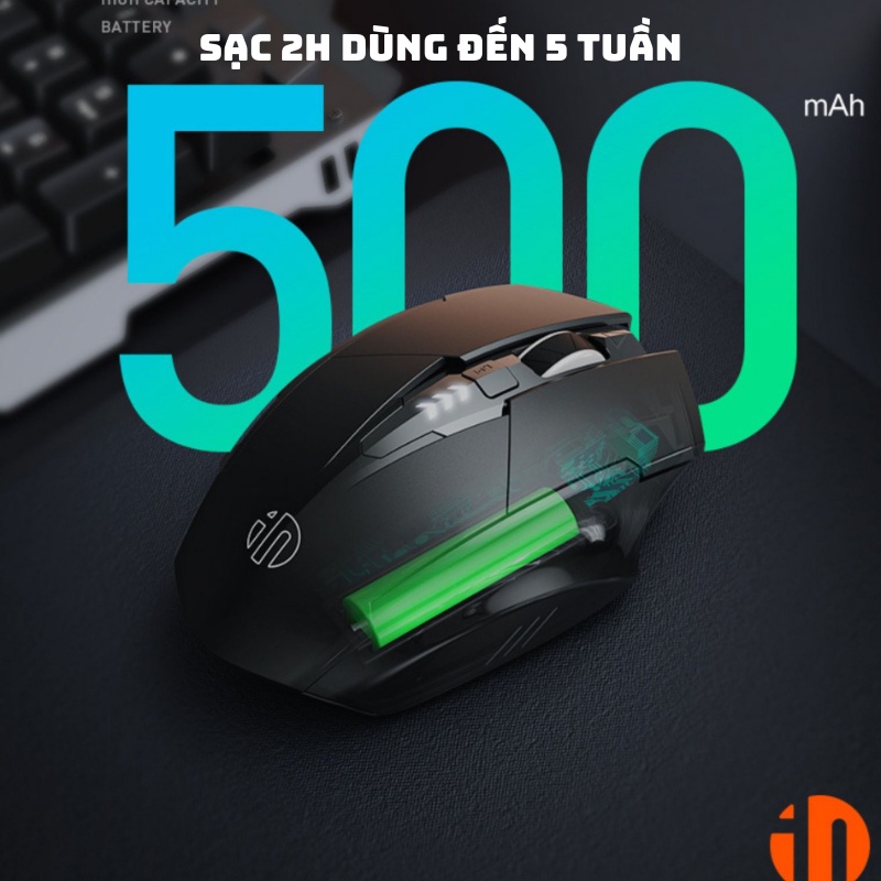 Chuột Không Dây Gaming Maxcotech Inphic M6Pro Tự Sạc Pin Chống Ồn Kết Nối Kép 2.4G và Bluetooth 5.0