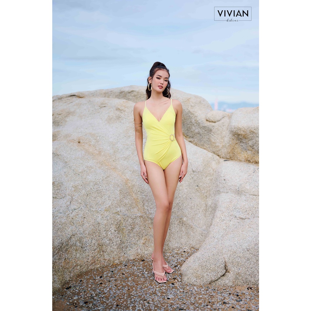 Đồ bơi nữ cao cấp 𝐕𝐈𝐕𝐈𝐀𝐍 dạng một mảnh cổ V, có đai cách điệu - màu Vàng - VS169_YL