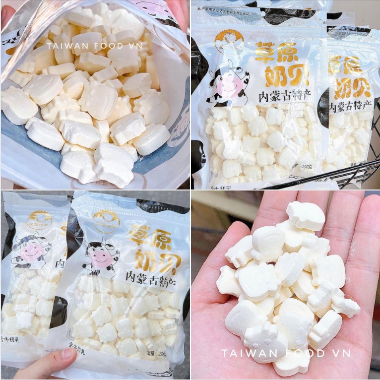 Kẹo Sữa Bò Non Mông Cổ Nén VIên Cực Ngon Gói 250G - 100 Viên, đồ ăn vặt nội địa