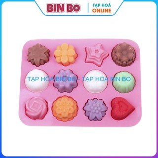 Khuôn silicon 12 hình 3D dùng làm thạch rau câu bánh pudding bánh nướng đá viên socola
