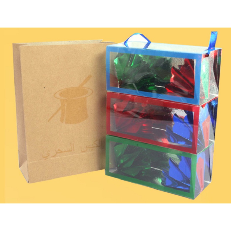 Ảo thuật túi ra hoa, túi ra giỏ hoa Trung 25x18.5cm mẫu mới dễ rút hộp hoa hơn mẫu cũ